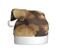 VXXNlnn Chapeau de Noël festif pour adultes - Chapeau de Père Noël unisexe avec motif romantique imprimé roses, parfait pour Noël, fêtes de fin d'année