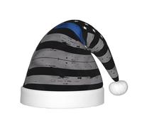 VXXNlnn Chapeau de Père Noël festif avec imprimé drapeau américain fin bleu pour enfants - Chapeau de Noël en peluche douce, couvre-chef pour Noël, Nouvel An