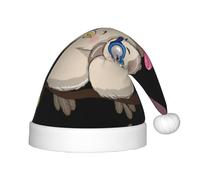 VXXNlnn Chapeau de Père Noël festif avec imprimé oiseaux d'amour pour enfants - Chapeau de Noël en peluche douce, couvre-chef de fête pour Noël, Nouvel An