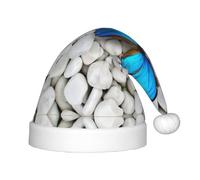 VXXNlnn Chapeau de Père Noël festif imprimé papillon et pierre pour enfants - Chapeau de Noël en peluche douce, couvre-chef de fête pour Noël, Nouvel An