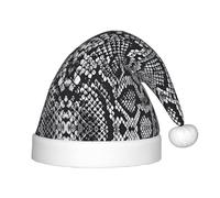 VXXNlnn Chapeau de Père Noël festif noir et blanc imprimé peau de serpent pour enfants - Chapeau de Noël en peluche douce, couvre-chef de fête pour Noël, Nouvel An