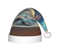 VXXNlnn Chapeau de Père Noël imprimé coucher de soleil festif pour enfants - Chapeau de Noël en peluche douce, couvre-chef de fête pour Noël, Nouvel An