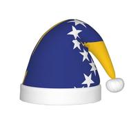 VXXNlnn Chapeau de Père Noël imprimé drapeau de Bosnie-Herzégovine pour enfants - Chapeau de Noël en peluche douce, couvre-chef de fête pour Noël, Nouvel An