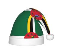 VXXNlnn Chapeau de Père Noël imprimé drapeau festif du Commonwealth de Dominique pour enfants - Chapeau de Noël en peluche douce, couvre-chef de fête pour Noël, Nouvel An