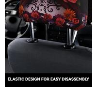 VXXNlnn Day Of The Dead Sugar Roses Skull Print Housse d'appui-tête de voiture - 2 pièces universelles pour sièges avant de camions - Housse d'intérieur tendance