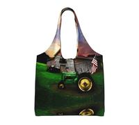 VXXNlnn Grand sac fourre-tout réutilisable en toile avec imprimé de vieux tracteur et de ferme, parfait pour la vie quotidienne, Old Tractor Photo Farm, Taille unique