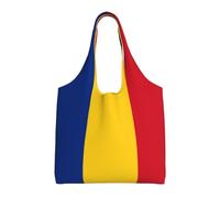 VXXNlnn Grand sac fourre-tout réutilisable en toile avec motif drapeau du Commonwealth de la Dominique, parfait pour la vie quotidienne, Drapeau de la Roumanie, Taille unique