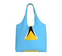 VXXNlnn Grand sac fourre-tout réutilisable en toile avec motif drapeau du Commonwealth de la Dominique, parfait pour la vie quotidienne, Drapeau de Sainte Lucie, Taille unique