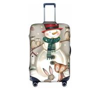 VXXNlnn Housse de protection pour valise, motif chouette debout sur un bonhomme de neige, accessoires de voyage, housse de bagage extensible pour voyages d'affaires, blanc, S