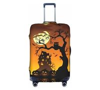 VXXNlnn Housse de protection pour valise - Noir Arbre Hibou Tête de citrouille Impression Bagages Accessoires de voyage Housse de Bagages Stretch pour Voyage d'affaires, blanc, XL