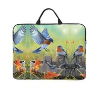 VXXNlnn Housse pour ordinateur portable 14" avec poignée de transport - Motif chiens de Noël - Idéal pour les voyages d'affaires, les trajets et les voyages, Oiseau bleu de l'Est, Taille unique
