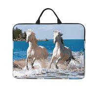 VXXNlnn Housse pour ordinateur portable 14" avec poignée de transport - Motif paon - Idéal pour les voyages d'affaires, les trajets et les voyages, Cheval blanc de plage, Taille unique