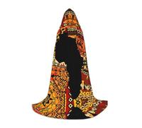 VXXNlnn L Halloween Cape à capuche - Unisexe Carte Africaine Motif Ethnique Imprimé Cosplay Robe pour Fête, Carnaval, Exposition BD, Pâques et plus encore