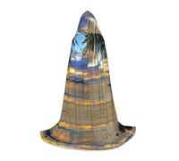VXXNlnn L Halloween Cape à Capuche - Unisexe Sunset at The Beach Print Cosplay Robe pour Fête, Carnaval, Exposition BD, Pâques et plus encore