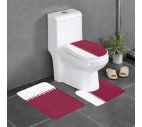 VXXNlnn Lot de 3 tapis de salle de bain doux en forme de U en flanelle pour salle de bain, coiffeuse et coiffeuse - Motif drapeau du Qatar