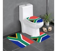 VXXNlnn Lot de 3 tapis de salle de bain en flanelle doux en forme de U pour salle de bain, coiffeuse et coiffeuse - Motif drapeau de l'Afrique du Sud