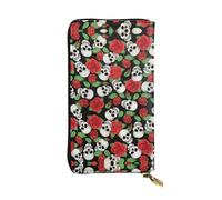 VXXNlnn Portefeuille élégant en cuir imprimé coucher de soleil sur la plage pour femme - Pochette légère à deux volets avec blocage RFID, design fin à trois volets, Crânes et roses., Taille unique