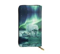 VXXNlnn Portefeuille élégant en cuir imprimé parcours de golf de Vancouver pour femme - Pochette légère à deux volets avec blocage RFID, design fin à trois volets, Northern Lights Ours polaire, Taille
