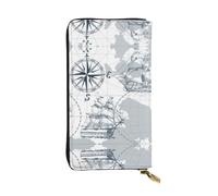 VXXNlnn Portefeuille élégant en cuir imprimé parcours de golf de Vancouver pour femme - Pochette légère à deux volets avec blocage RFID, design fin à trois volets, Carte nautique du voilier, Taille