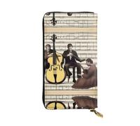 VXXNlnn Portefeuille élégant en cuir imprimé poisson vert pour femme - Pochette légère à deux volets avec blocage RFID, design fin à trois volets, Moments musicaux, Taille unique
