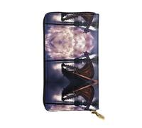 VXXNlnn Portefeuille élégant en cuir imprimé raisin violet et vert pour femme - Pochette légère à deux volets avec blocage RFID, design fin à trois volets, Vikings Bateau, Taille unique