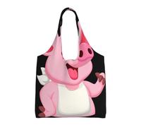 VXXNlnn Sac fourre-tout en toile avec imprimé drapeau à rayures et étoiles rouges et blanches - Grand sac fourre-tout réutilisable pour femme, parfait pour la vie quotidienne, Petit cochon rose