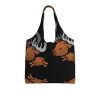 VXXNlnn Sacs fourre-tout en toile avec imprimé carte du fuseau horaire - Grand sac fourre-tout réutilisable pour femme, parfait pour la vie quotidienne, Bébé renne, Taille unique