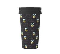 VXXNlnn Tasse à café isotherme avec imprimé bourdon de dessin animé - 500 ml - Tasse de voyage double couche avec pour voiture, bureau, maison