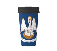 VXXNlnn Tasse à café isotherme avec imprimé drapeau de l'État de Louisiane - 500 ml - Double couche - Pour voiture, bureau, maison