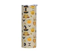 VXXNlnn Tasse en acier inoxydable sans accessoires - Gobelet isotherme de 591 ml avec poignée, couvercle - Gobelet portable pour boissons chaudes et froides - Motif citrouille d'Halloween et hibou