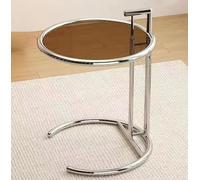 VXZLDOAF Table d'appoint Ronde et gigogne, Ensemble de Tables Basses à Hauteur réglable, Table d'appoint en Forme de C pour Petit Espace, Salon, Bureau, Chambre à Coucher,Marron