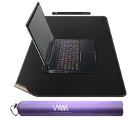 VYAAA 90 x 50 cm Tapis de bureau en liège et cuir, Sous main bureau, tapis pour clavier et souris pour la maison ou le bureau (noir)