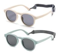 Vyanveo 2 Paires Lunette de Soleil Bebe Enfant UV400 Polarisée Lunette Soleil Bebe Enfant avec Cadre Flexible pour 0-48 Mois, Garçons et Filles