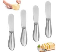 Vyanveo 4 Pièces Couteau a Beurre en Acier Inoxydable Couteaux à Beurre en Inox 13.5 x 2.5 cm Couteau Beurre Tartineur pour Confiture Crème Fromage et la Pâtisserie (Argenté)