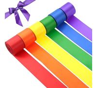 Vyanveo 6 Couleurs Ruban Satin 50mm x 10m Ruban Tissu, Rubans en Satin, Rubans Couleur, Rubanss Cadeau Emballage pour Bricolage DIY Décoration Mariage (Rouge Jaune Bleu Vert Orange Violet)