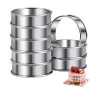 Vyanveo Lot de 8 Cercle a Patisserie 8 x 2cm Cercle a Tarte en Inoxydable 304 Anneau de Muffin Crumpet Rings pour Crêpes, Muffins, Tartes, Gâteaux