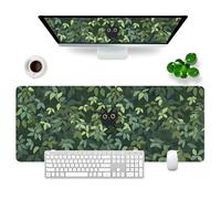 VYEUIAO Tapis de souris de jeu vert chat sous-main 800 x 300 mm XL, mignon grand tapis de souris pour ordinateur PC professionnel et clavier Kawaii
