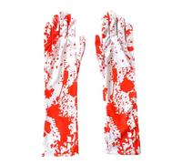 VYIBPDY 1 Paires Halloween Gants Sanglantes, Effrayant Gants de Tachés de Sang, Terrible Gants Longs Blancs, Accessoires de Costume Halloween Props Partie Bas de Sang Tissu Vêtements Cosplay
