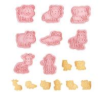 VYIBPDY 8 Pcs Emporte Pièces Animaux, 3D Moule Biscuit en Plastique, Emporte Piece Enfants, Moule à Biscuits Patisserie, Decoupoir Patisserie, Tampon Biscuits Animaux