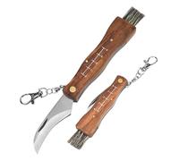 VYIBPDY Couteau à Champignons avec une Brosse, Acier Inoxydable couteau champignon,Couteau Mycologique Pliant, couteau champignon avec Brosse à Champignons en Bois