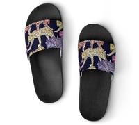 VYJLOO Claquettes Femme Léopard De Couleur Pantoufles De Bain Antidérapantes Sandales Chaussons De Maison Slide