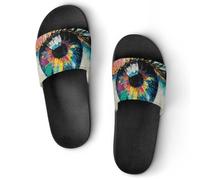 VYJLOO Claquettes Femme Peinture Sur Les Yeux Pantoufles De Bain Antidérapantes Sandales Chaussons De Maison Slide