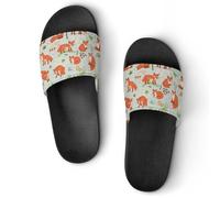 VYJLOO Claquettes Femme Red Fox Pantoufles De Bain Antidérapantes Sandales Chaussons De Maison Slide