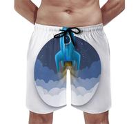 VYJLOO Short De Bain Homme Fusée Bleue Maillot De Bain Séchage Rapida Swim Shorts Pantalon Court De Plage
