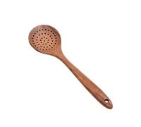 VyL420 Ustensile de cuisine en bois naturel avec trous et dents pour égoutter les œufs et la viande Marron 28,5 x 8 cm