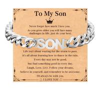 Vylara Bracelet pour homme - Cadeau pour fils - Chaîne cubaine en acier inoxydable pour fils, homme, garçon, frère, âme sœur, fils, bijoux cadeaux pour anniversaire, fête des pères, Noël