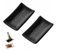 Vyloky Bols à sauce soja, assiettes carrées multicolores pour sushis, sauces à tremper, collations, épices, texture pierre (1 compartiment, noir-2)