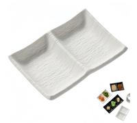 Vyloky Bols à sauce soja, assiettes carrées multicolores pour sushis, sauces à tremper, collations, épices, texture pierre (2 compartiments, blanc-1)