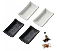 Vyloky Bols à sauce soja multicolores - Assiettes carrées pour sushis, sauces à tremper, collations, épices, texture pierre (1 compartiment B & W-4)