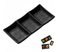 Vyloky Bols à sauce soja multicolores - Assiettes carrées pour sushis, sauces à tremper, collations, épices, texture pierre (3 compartiments noir-1)